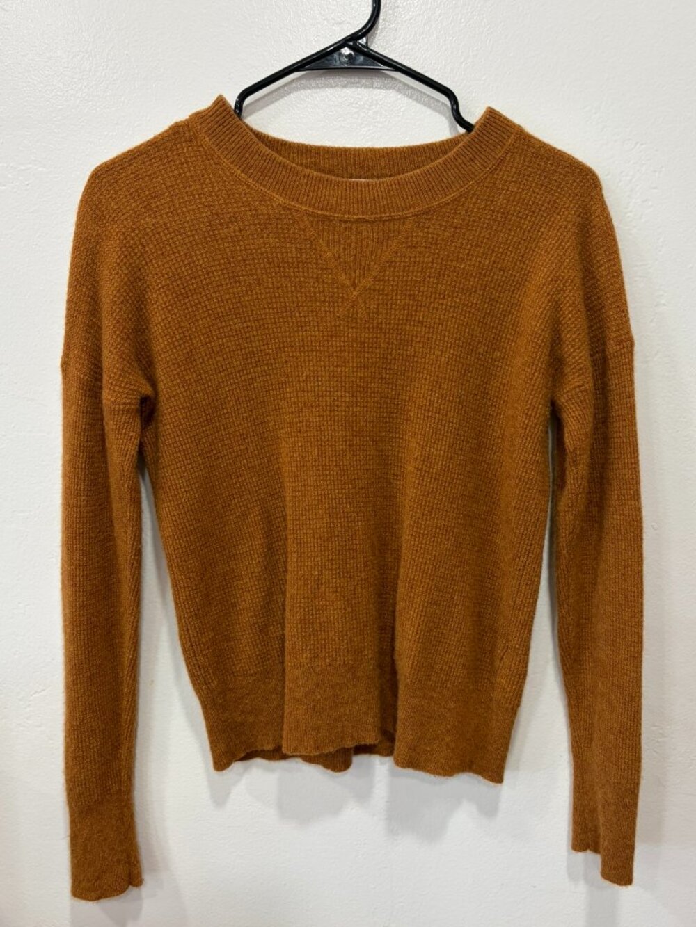 Madewell 100% Cashmere Crewneck Sweater Pumpkin/Burnt Orange XXS